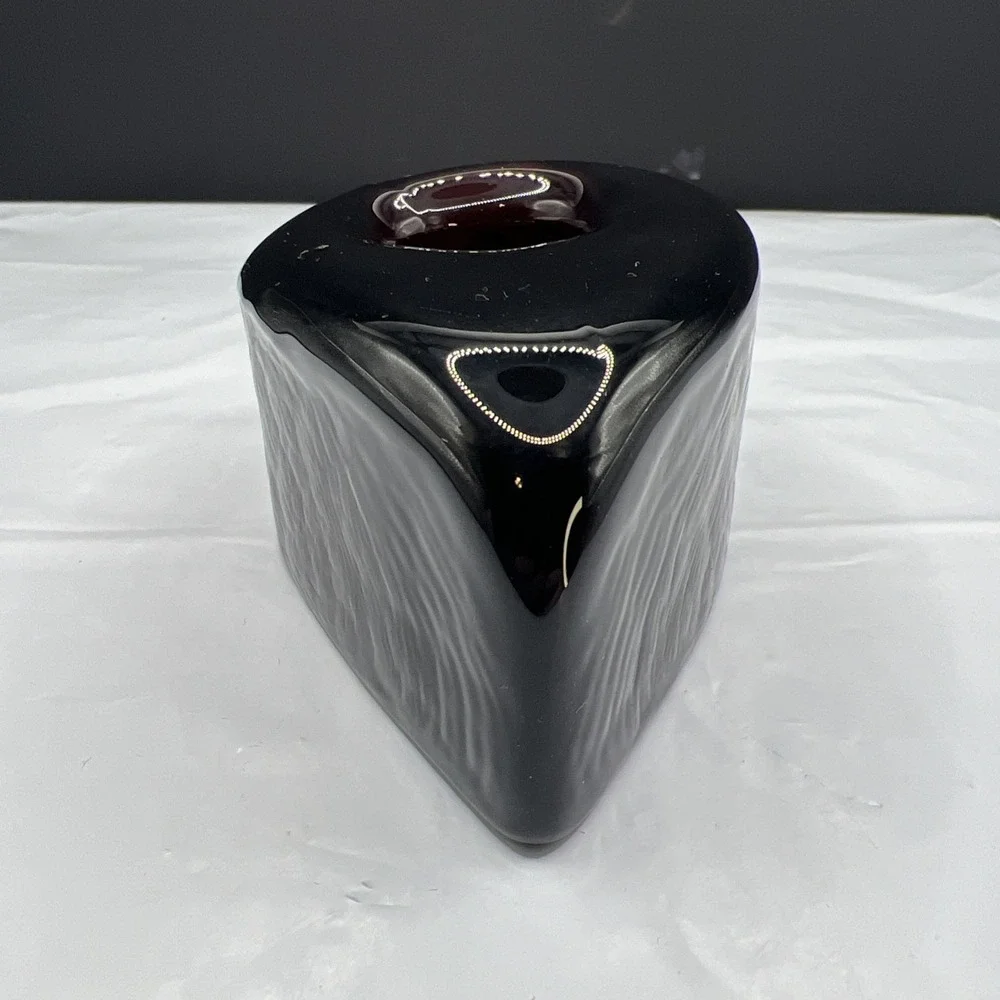 Vtg 1961 Blenko 6128 Charcoal Glass Teardrop Candle Holder Wayne Husted Sticker